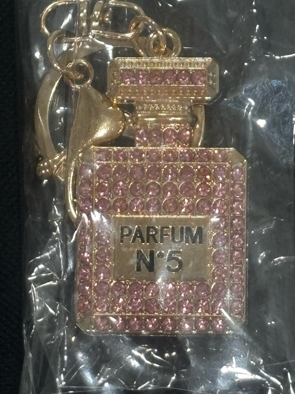 Parfum N5 Pink Rhinestone Perfume Bottle Keychain